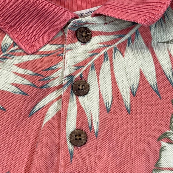 VTG Tommy Bahama Polo Shirt Men Medium Coral Floral Print Hawaiian Cotton Island - Picture 6 of 10
